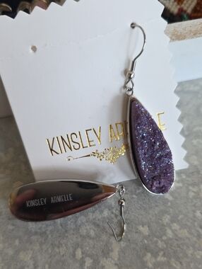 Kinsley Armelle Sparkling Purple Teardrop Druzy Earrings